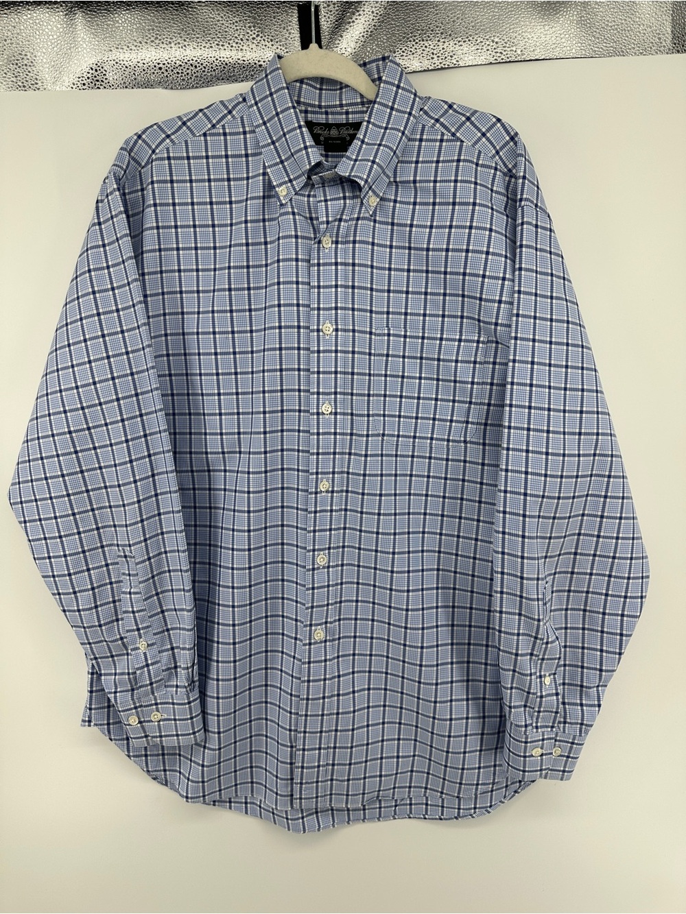 Brooks Brothers Ivy League Preppy Old Money Blue Plaid Button-Down Shirt SzL/R